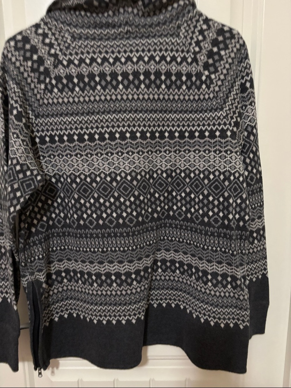 T by Talbots Cozy Nordic Pattern Cowl Neck Sweater - Black & Cream - Picture 9 of 9